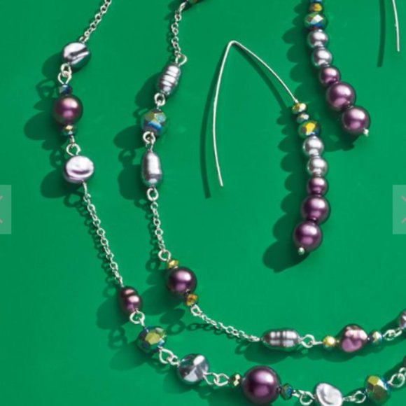 NWT- Avon Multi Strand Pearly and Beaded Necklace and Earring Set - Picture 2 of 2